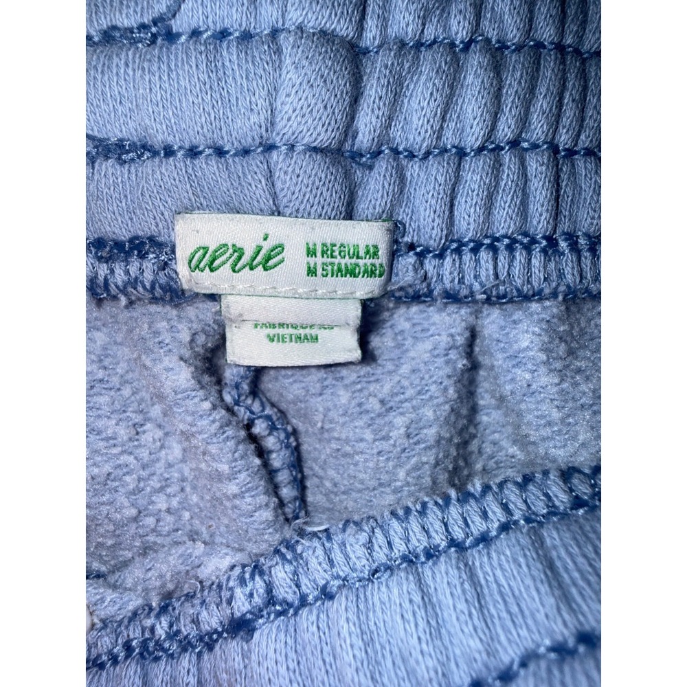 Aerie Womens Blue Fleece Joggers Sweatpants High Waisted‎ Size Medium Regular - Picture 2 of 5